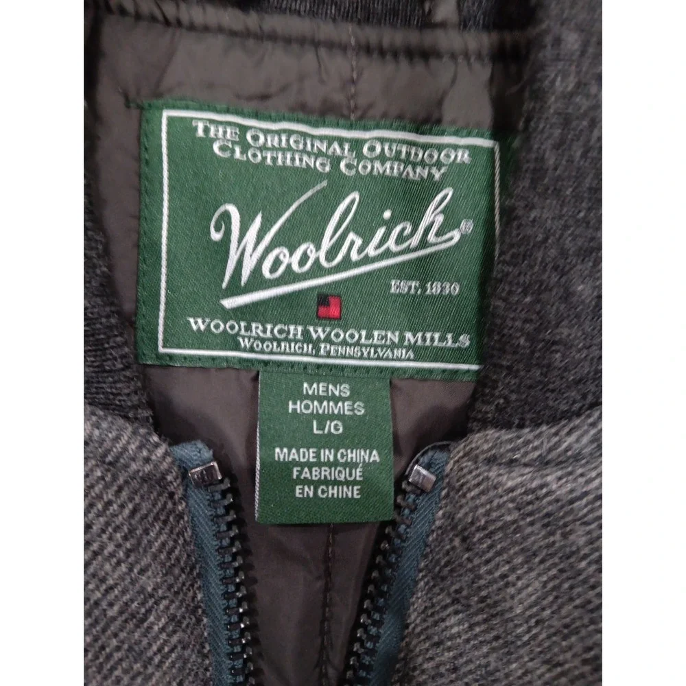 Men's Woolrich Wool Shell Puffer Full Zip Vest Sz Large‎ 2636